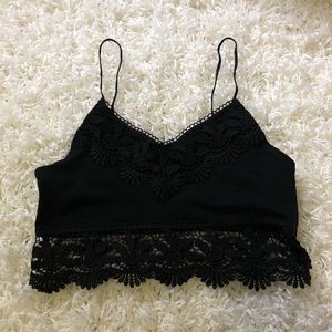 Topshop Black Festival Crop Top